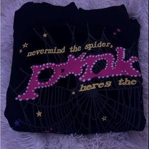 Black Graphic Sp5der P\*NK hoodie